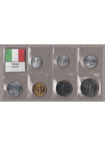 1970 - Serietta di 7 monete tutte dell'anno 1970 in condizioni quasi fdc